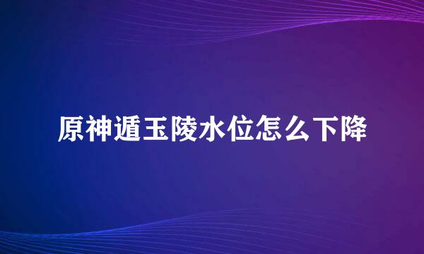 原神遁玉陵水位怎么下降