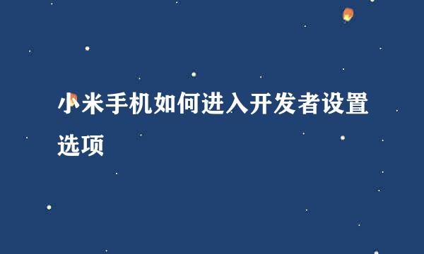 小米手机如何进入开发者设置选项