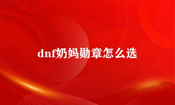 dnf奶妈勋章怎么选