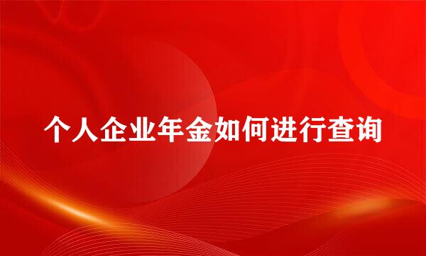 个人企业年金如何进行查询