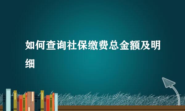 如何查询社保缴费总金额及明细