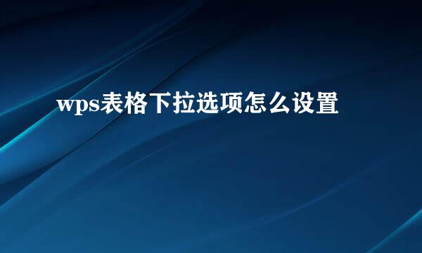 wps表格下拉选项怎么设置