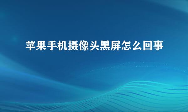 苹果手机摄像头黑屏怎么回事