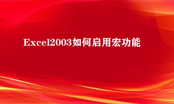 Excel2003如何启用宏功能