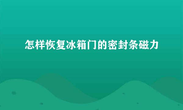 怎样恢复冰箱门的密封条磁力