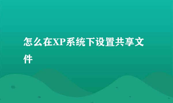 怎么在XP系统下设置共享文件