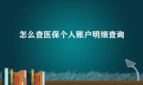 怎么查医保个人账户明细查询
