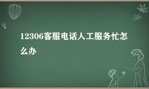 12306客服电话人工服务忙怎么办