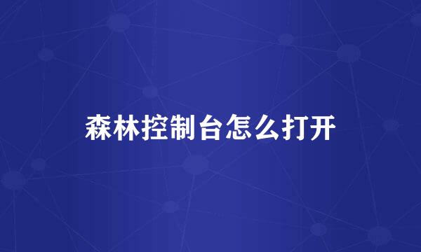 森林控制台怎么打开