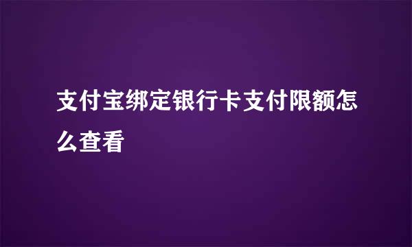 支付宝绑定银行卡支付限额怎么查看
