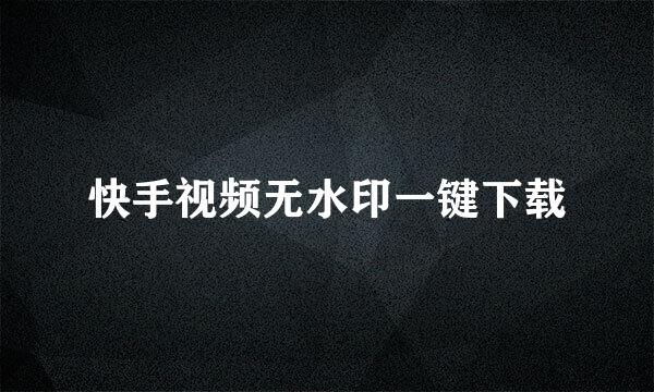快手视频无水印一键下载