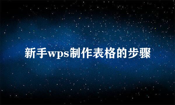 新手wps制作表格的步骤
