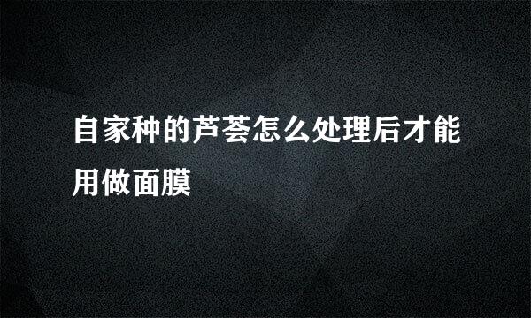 自家种的芦荟怎么处理后才能用做面膜