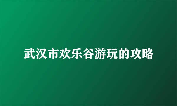 武汉市欢乐谷游玩的攻略