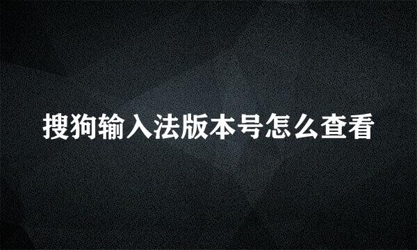 搜狗输入法版本号怎么查看
