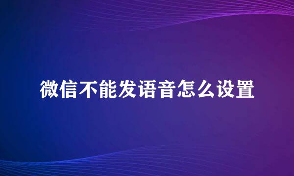 微信不能发语音怎么设置