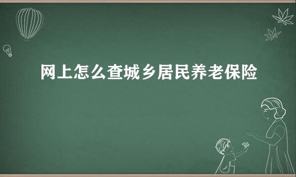 网上怎么查城乡居民养老保险