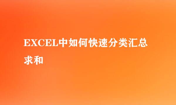 EXCEL中如何快速分类汇总求和