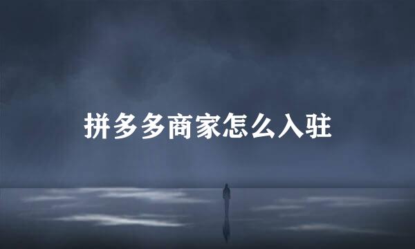 拼多多商家怎么入驻