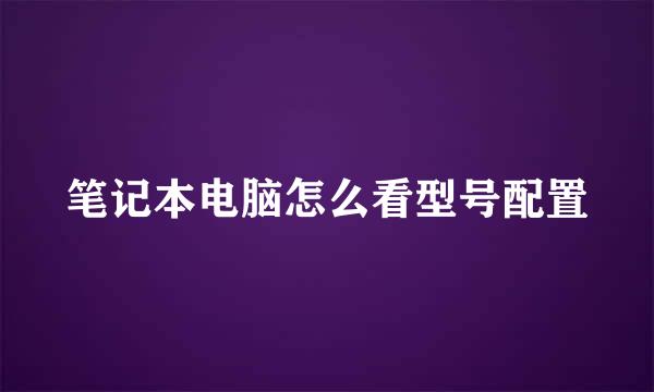 笔记本电脑怎么看型号配置