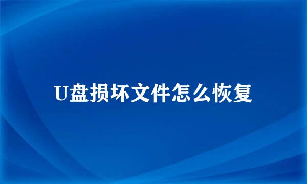 U盘损坏文件怎么恢复