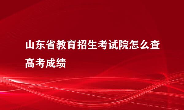 山东省教育招生考试院怎么查高考成绩
