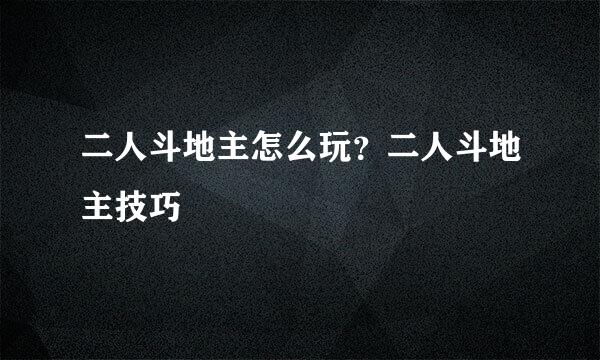 二人斗地主怎么玩？二人斗地主技巧