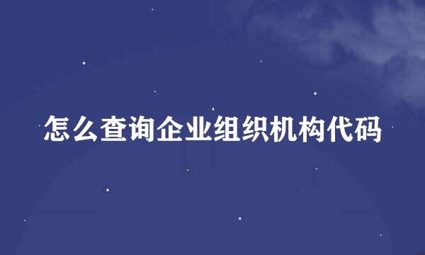怎么查询企业组织机构代码