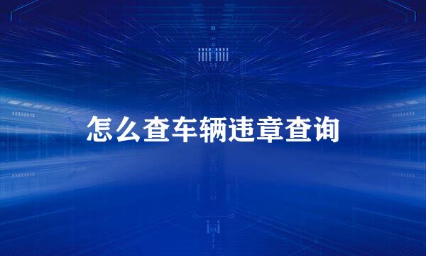 怎么查车辆违章查询