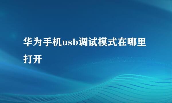 华为手机usb调试模式在哪里打开