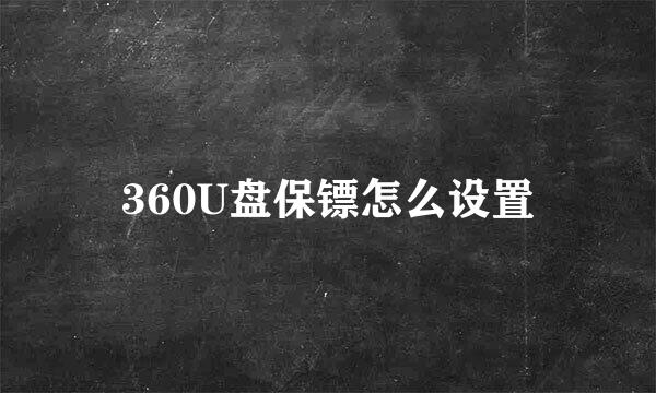 360U盘保镖怎么设置