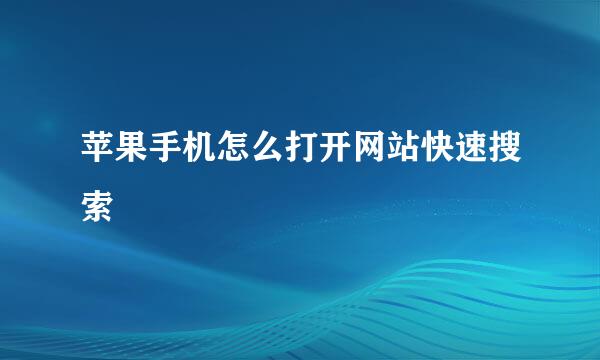 苹果手机怎么打开网站快速搜索