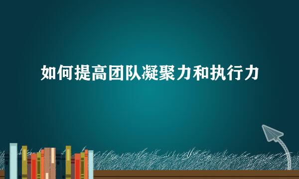 如何提高团队凝聚力和执行力