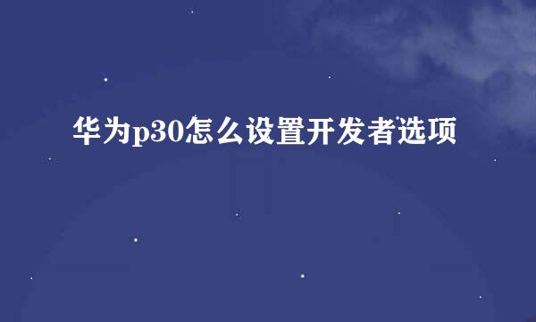 华为p30怎么设置开发者选项
