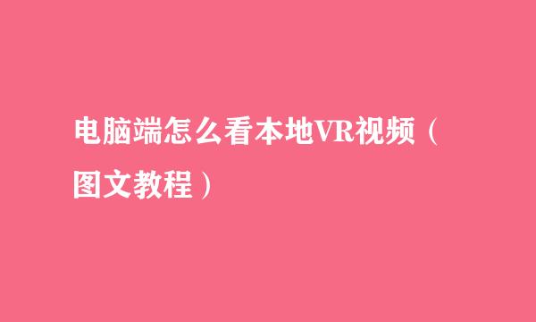 电脑端怎么看本地VR视频（图文教程）