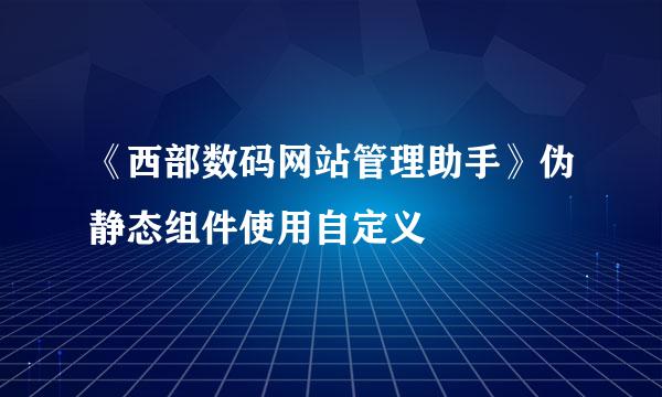 《西部数码网站管理助手》伪静态组件使用自定义
