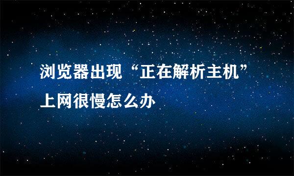 浏览器出现“正在解析主机”上网很慢怎么办