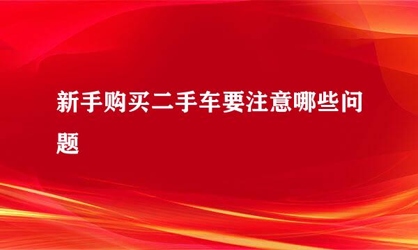 新手购买二手车要注意哪些问题