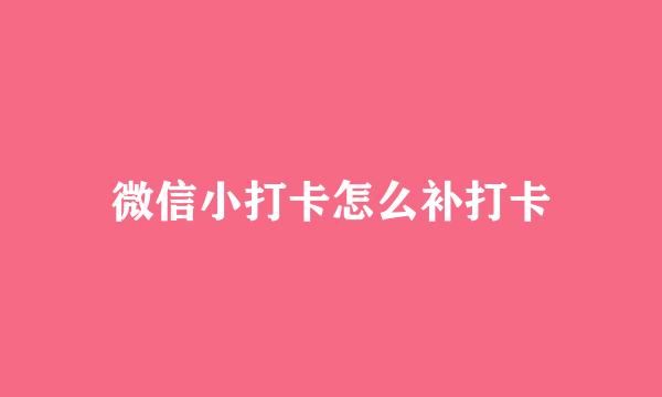 微信小打卡怎么补打卡