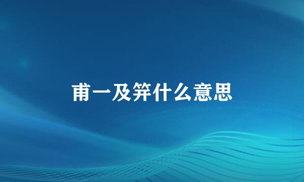甫一及笄什么意思