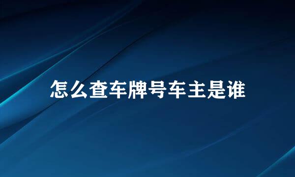 怎么查车牌号车主是谁