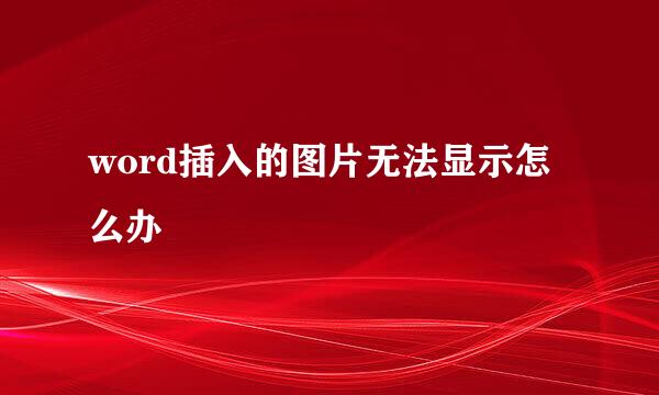 word插入的图片无法显示怎么办