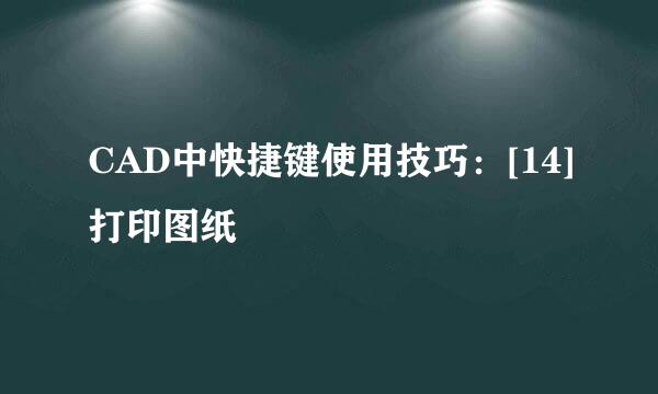 CAD中快捷键使用技巧：[14]打印图纸