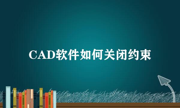 CAD软件如何关闭约束