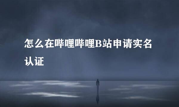 怎么在哔哩哔哩B站申请实名认证