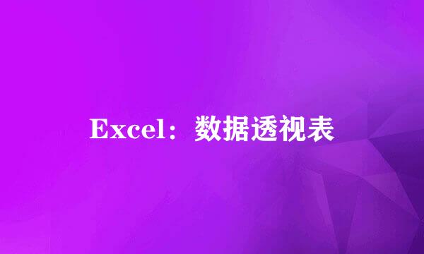Excel：数据透视表
