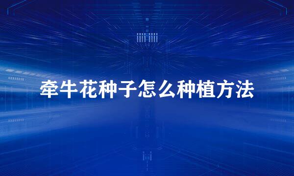 牵牛花种子怎么种植方法