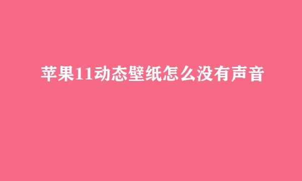 苹果11动态壁纸怎么没有声音