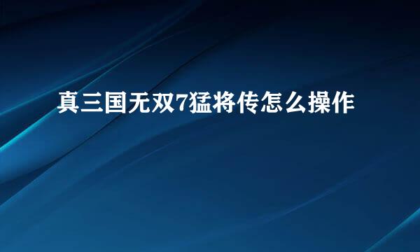 真三国无双7猛将传怎么操作
