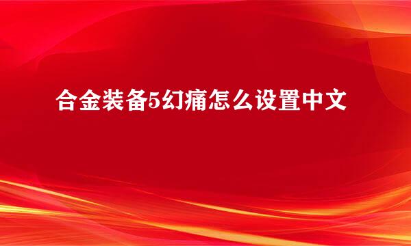 合金装备5幻痛怎么设置中文
